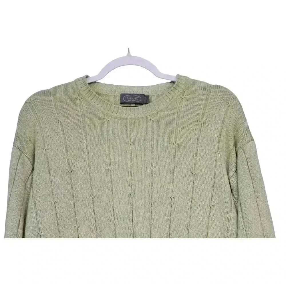 Vintage Talbots Men's Sweater Size XL Silk Cotton Cable Knit Pastel Green Preppy - Picture 2 of 12